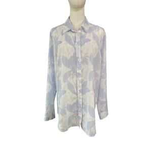 Banana Republic Dillon Blue White Floral Button Down Shirt Size L